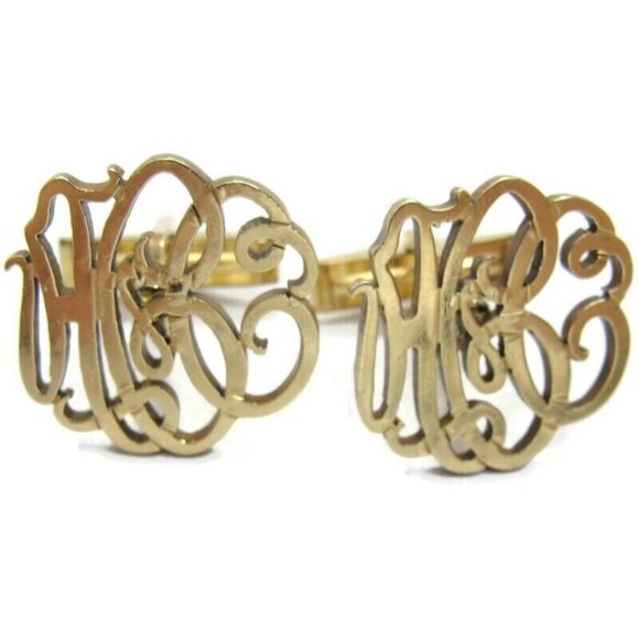 HCC ? Initials Vintage Cufflinks 1/20 12K Gold Filled Large Nice - Picture 1 of 12